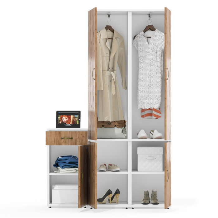 Домашние кабинеты, Пеналы с полками каждый по пять полок Лидер-8 и тумба дверка и ниша