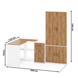 Тумбочка для бумаг три ящика Лидер-8 и стол с бельевым шкафом 20Б