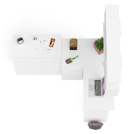 Стол компьютерный Мори МС-16 с тремя ящиками слева с книжной полкой на 1200 и комод на 4-ре ящика