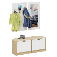 Прихожие, Две обувницы с сиденьем зеркалом и вешалкой П-6 МДФ фрезеровка прованс