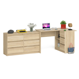 Комод Мори 1200 6 ящиков и компьютерный угловой стол МС-16 правый