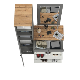 Шкаф-пенал с обувницей и зеркалом Остин