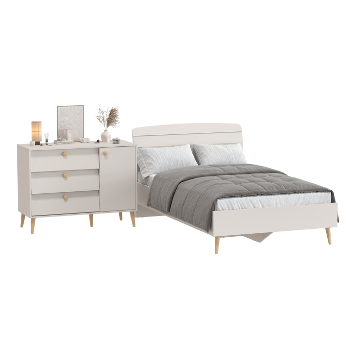 Спальные гарнитуры, Кровать полутораспальная на 1200 Афина и комод на ножках