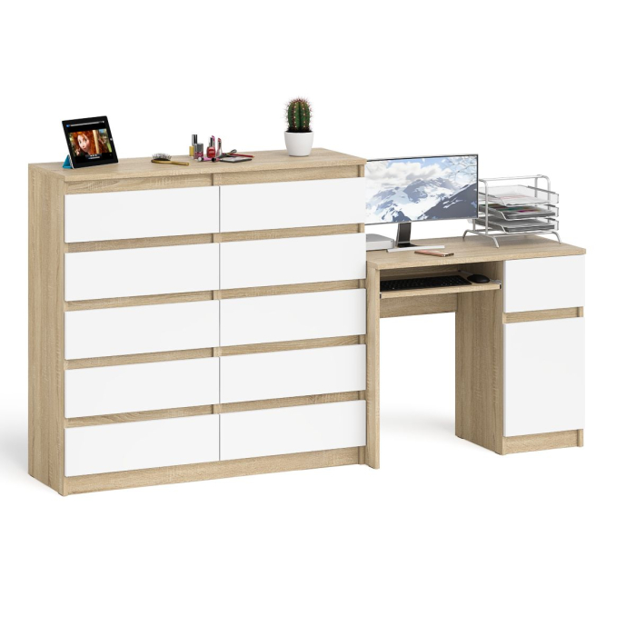 Компьютерные столы, Комод большой МК1200 10-ть ящиков Мори и стол компьютерный МС-1 правый