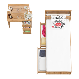 Кровать с ящиками Ксения 900 и столик косметический с подсветкой Сура