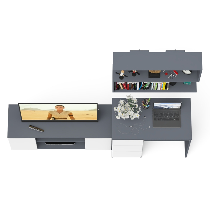 Прямые компьютерные столы, Мори стол компьютерный МС-6 левый с тумбой МТВ1200.1 и навесной открытой полкой