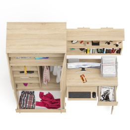 Шкаф с антресолью Мори МА900.1 с компьютерным столом МС-1 правым и книжной полкой