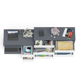 Комод Мори МК1200 8-мь ящиков со столом компьютерным МС-6 правым