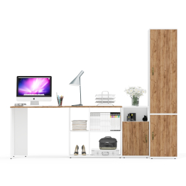 Место для учёбы Лидер-8 с компьютерным столом с тумбой с нишей и пеналом МД 23Б