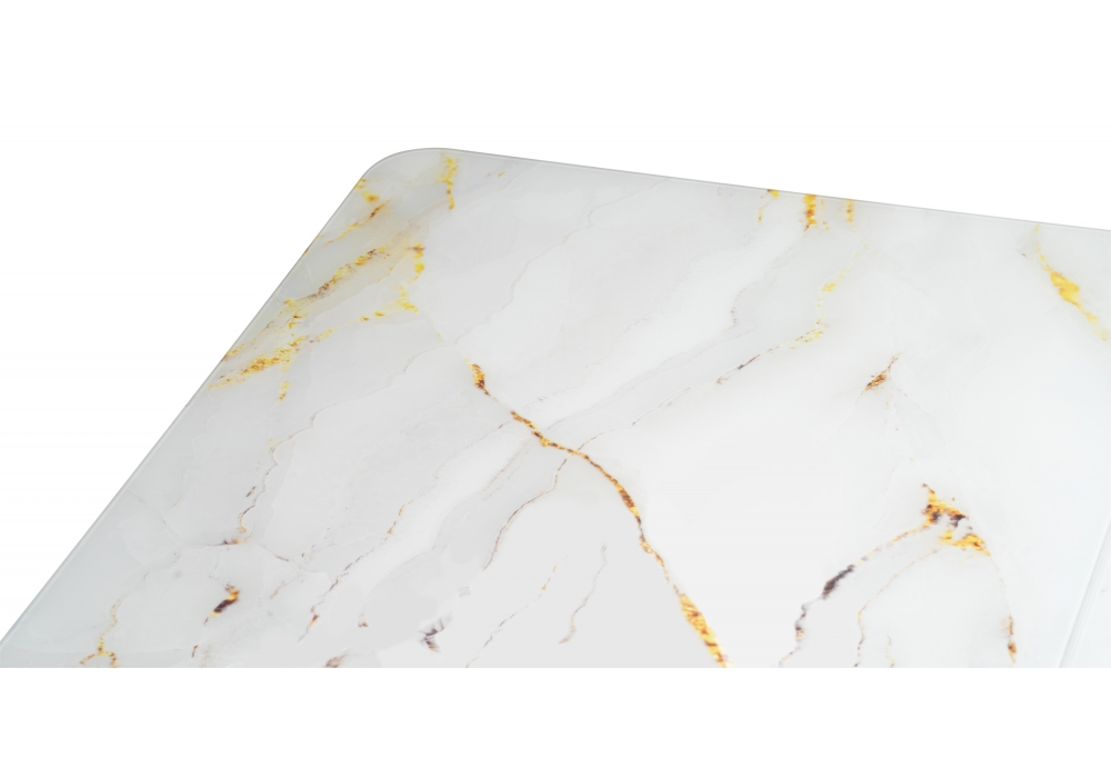 Обеденные столы, Стол стеклянный Бугун (белый / золото)