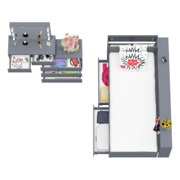 Столик косметический с лампочками 110 и Ксения 900 односпальная кровать с ящиками и прикроватным блоком