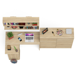 Стол угловой компьютерный Мори МС-16 левый с комодом на 10-ть ящиков и полкой на 1200