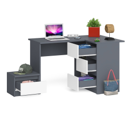 Угловой компьютерный стол Мори МС-16 правый с тумбой ТМП400