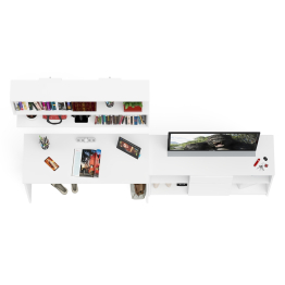 Тумба большая с дверками и нишами с письменным столом Мори и верхней полкой на 1200