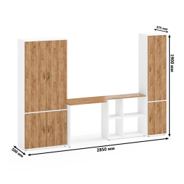 Узкий шкаф для документов с рабочим столом и шкафом с выдвижной штангой и полками 20Б Лидер-8