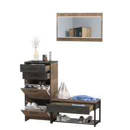 Тумба для обуви с ящиками и обувница с сиденьем с зеркалом Трувор