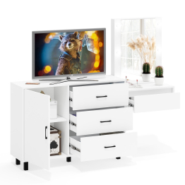 Комод с дверками и ящиками 122-1204 и косметический столик навесной с подсветкой