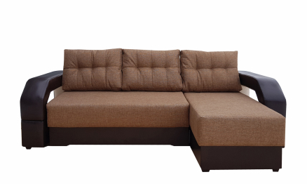 Диван угловой Манчестер 150 с подсветкой, правый, рогожка/экокожа