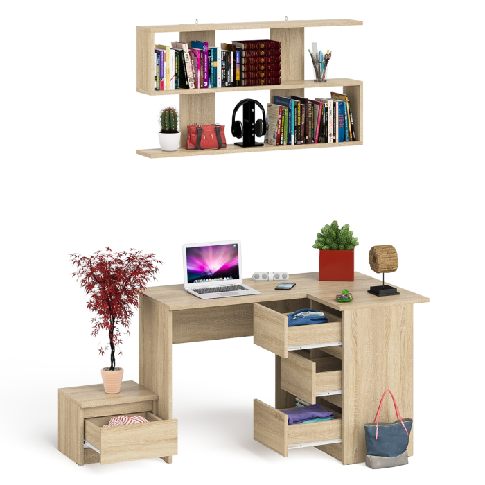 Угловые, Стол угловой компьютерный МС-16 Мори правый с полкой верхней на 1200 и тумбой ТМП400