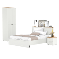 Спальные гарнитуры, Двуспальная кровать Остин с ортопедическим основанием с платяным шкафом 13.224 и тумбой прикроватной