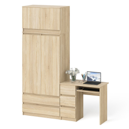 Однотумбовый стол компьютерный МС-6 левый с шкаф-комодом 900 с антресолью Мори