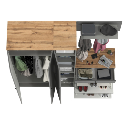 Шкаф для одежды с обувницей и пенал с навесной вешалкой с крючками Остин