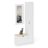 Прихожие, Обувница с сиденьем зеркало и пенал П-6 МДФ фрезеровка ромб