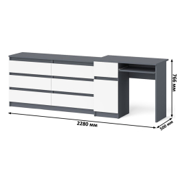 Комод 6-ть ящиков Мори 1380 и стол компьютерный МС-1 дверка и ящик слева