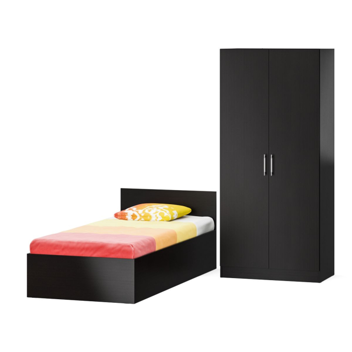 Спальные гарнитуры, Односпальная Кровать с ящиками 900 со шкафом для одежды 2-х створчатым Стандарт