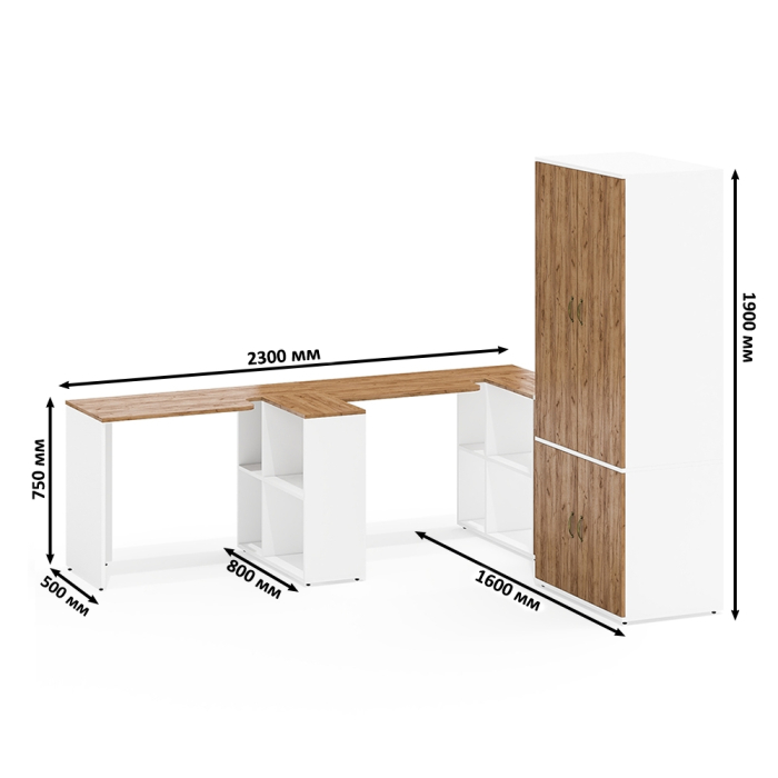 Домашние кабинеты, Корпусная мебель в домашний кабинет для двоих Лидер-8 № 33