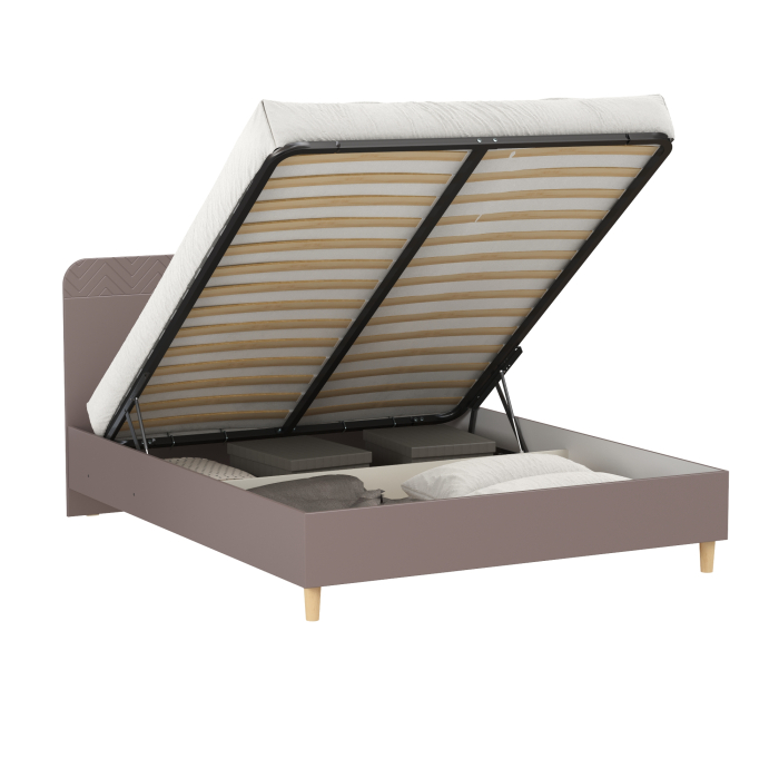 С подъемным механизмом, Двуспальная кровать с подьёмным ортопедичестким основанием Амьен