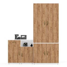 Широкий платяной шкаф глубиной 375 мм и две тумбочки Лидер-8 МД 3.15 и МД 3.19