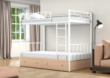 Двухъярусная кровать Валенсия 120 ящики дуб молочный