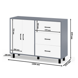 Комод-тумба 123-1204 и столик косметический с подсветкой и зеркалом Сура