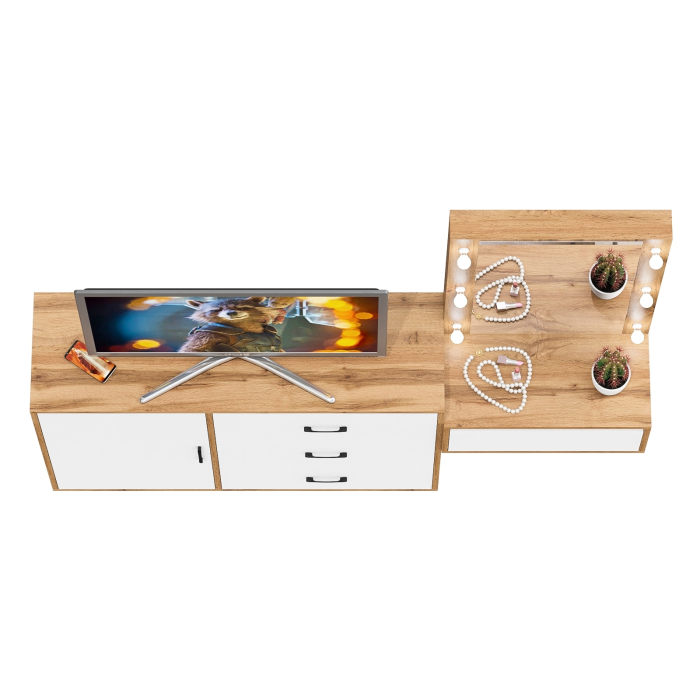 Туалетные столики, Комод с дверками и ящиками 122-1204 и косметический столик навесной с подсветкой