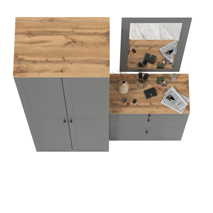 Прихожие, Шкаф двудверный для прихожей и обувница с зеркалом Остин