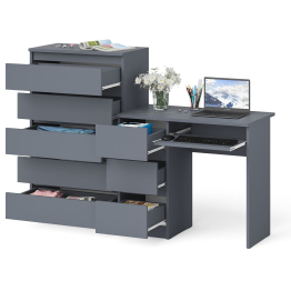 Комод высокий Мори МК700 5-ть ящиков и стол компьютерный Мори МС-6 левый