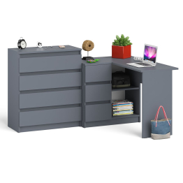 Комод Мори МК800 4-ре ящика с угловым компьютерным столом Мори МС-16 тумба слева