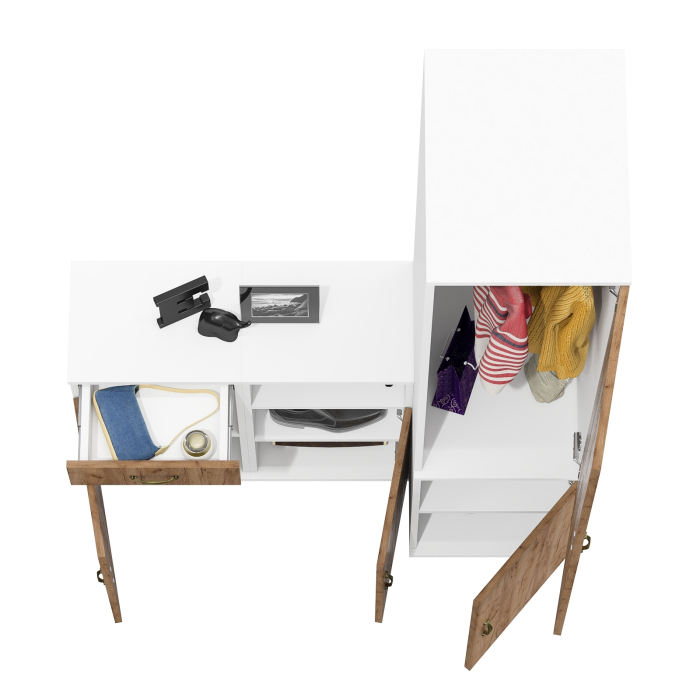 Домашние кабинеты, Шкаф узкий глубокий Лидер-8 МД 23Б и две разных тумбы МД 3.15 и МД 3.19