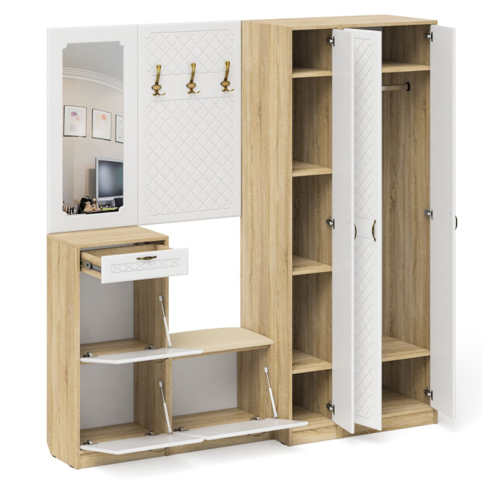 Прихожие, Набор модульной мебели для прихожей П-6-500 № 51 фрезеровка ромб