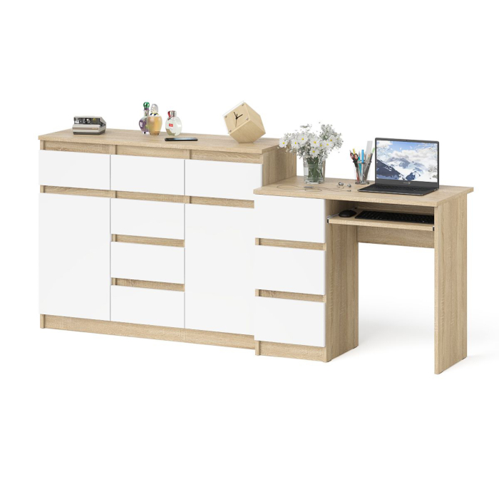 Компьютерные столы, Тумба-комод Мори МК1200.4 и стол компьютерный МС-6 левый