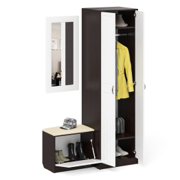 Шкаф две двери с обувницей и зеркалом П-6 № 11 МДФ фрезеровка прованс