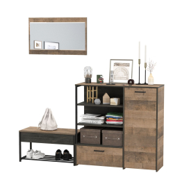 Комод с нишами и ящиком с обувницей с сиденьем и зеркалом Трувор