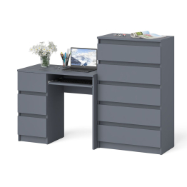 Комод высокий Мори МК700 5-ть ящиков и стол компьютерный Мори МС-6 левый