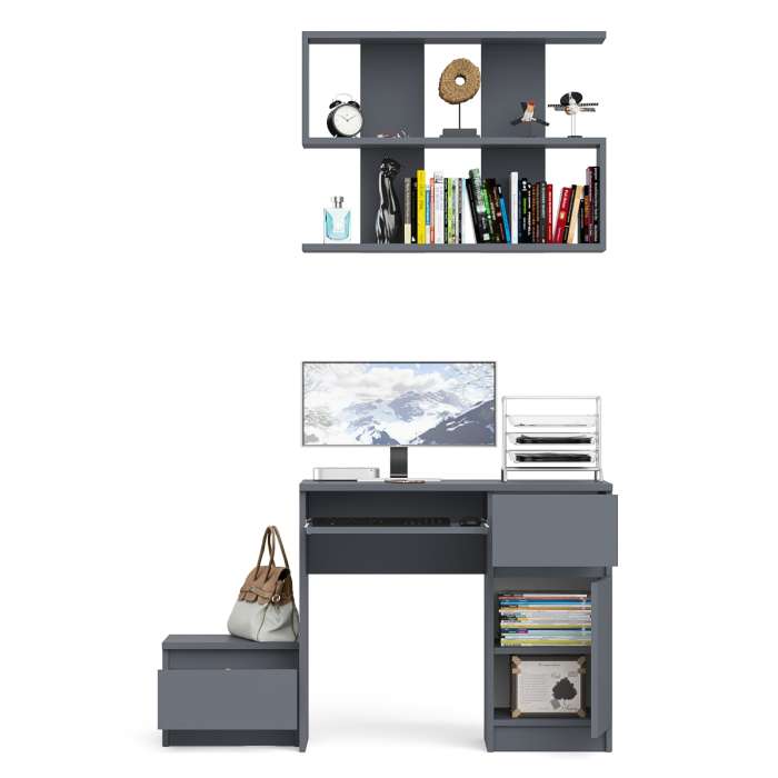 Прямые компьютерные столы, Стол компьютерный МС-1 правый с тумбой 400 и полкой Мори