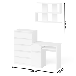 Стол компьютерный Мори с тумбой слева с высоким комодом МК700-5 и полкой 900