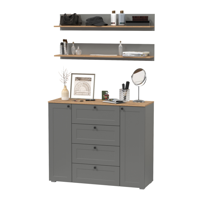 Прихожие, Комод Остин 16.221 ящики и дверки и две навесных полки Остин