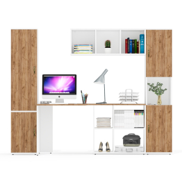 Пенал с открытой нишей со столом с нишами с книжной полкой и пеналом для бумаг Лидер-8