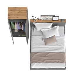 Кровать со спальным местом 1600х2000 с ортопедическим основанием Остин и шкаф для одежды