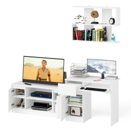 Стол однотумбовый компьютерный Мори МС-1 левый с полкой на 900 и тумбой на 1200